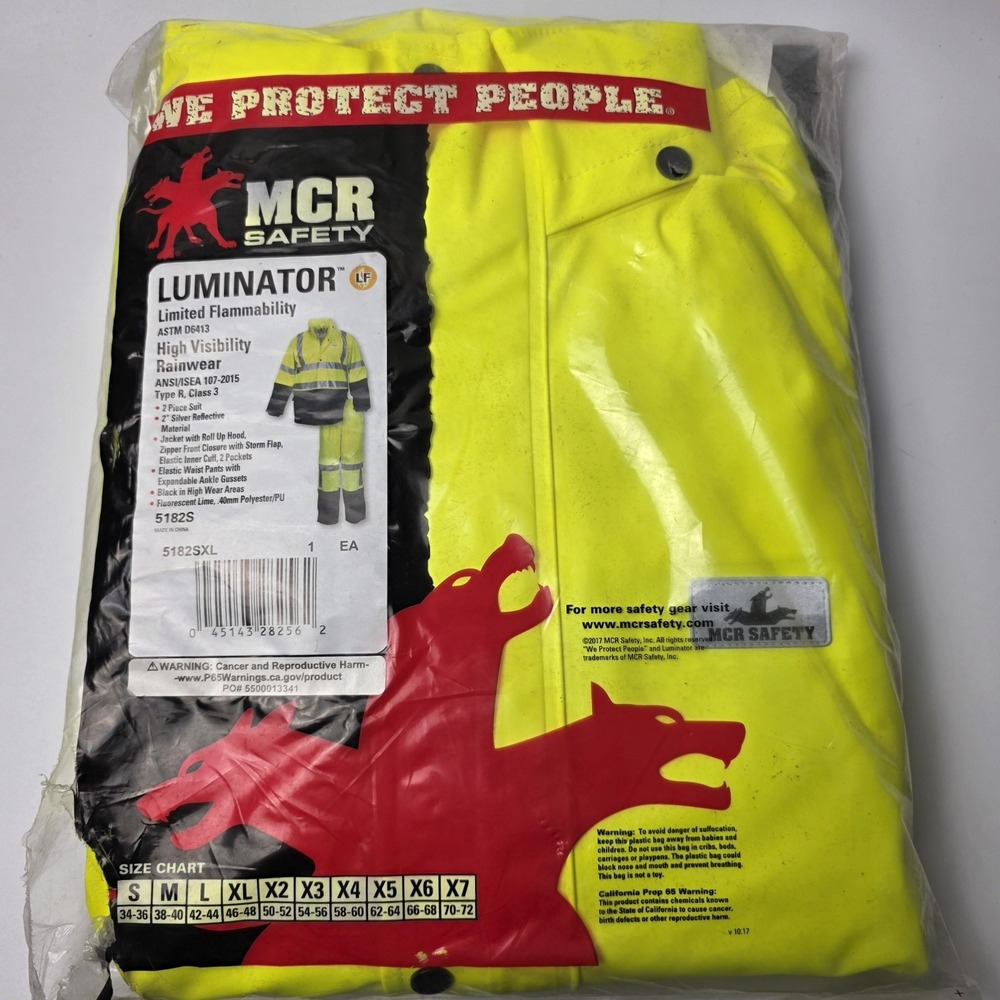 MCR Safety Luminator Limited Flammability High‎ Visibility Rainwear XL 5182SXL